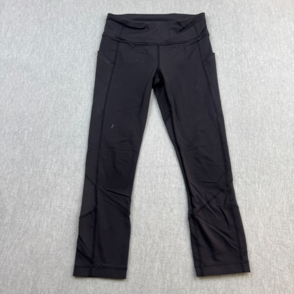Lululemon Leggings‎ Womens 4 Black Pace Rival Crop 22" Zip Pocket Yoga Gym Pants